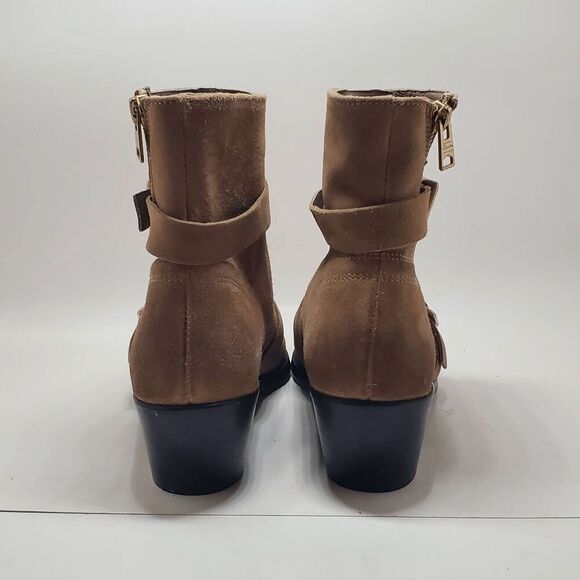Allsaints Women's Lior Suede Zip Desert Sand Heel Booties 38 US 8 - Picture 4 of 15
